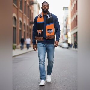 RGV FC Toros Scarf Ruffneck Black Orange Soccer Fan Fringe NWT